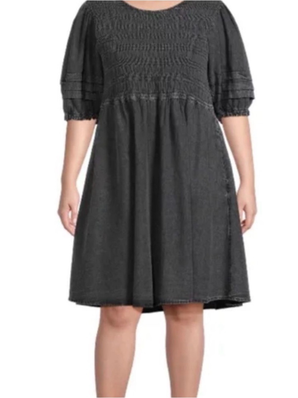 Women’s Smocked dress with Puff Sleeves lightly distressed black size 14